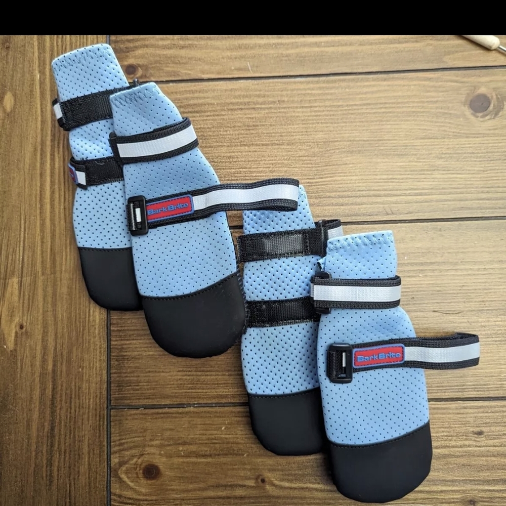 Bark Brite Lightweight Neoprene Paw Protector Dog Boots Shoes Blue Size L